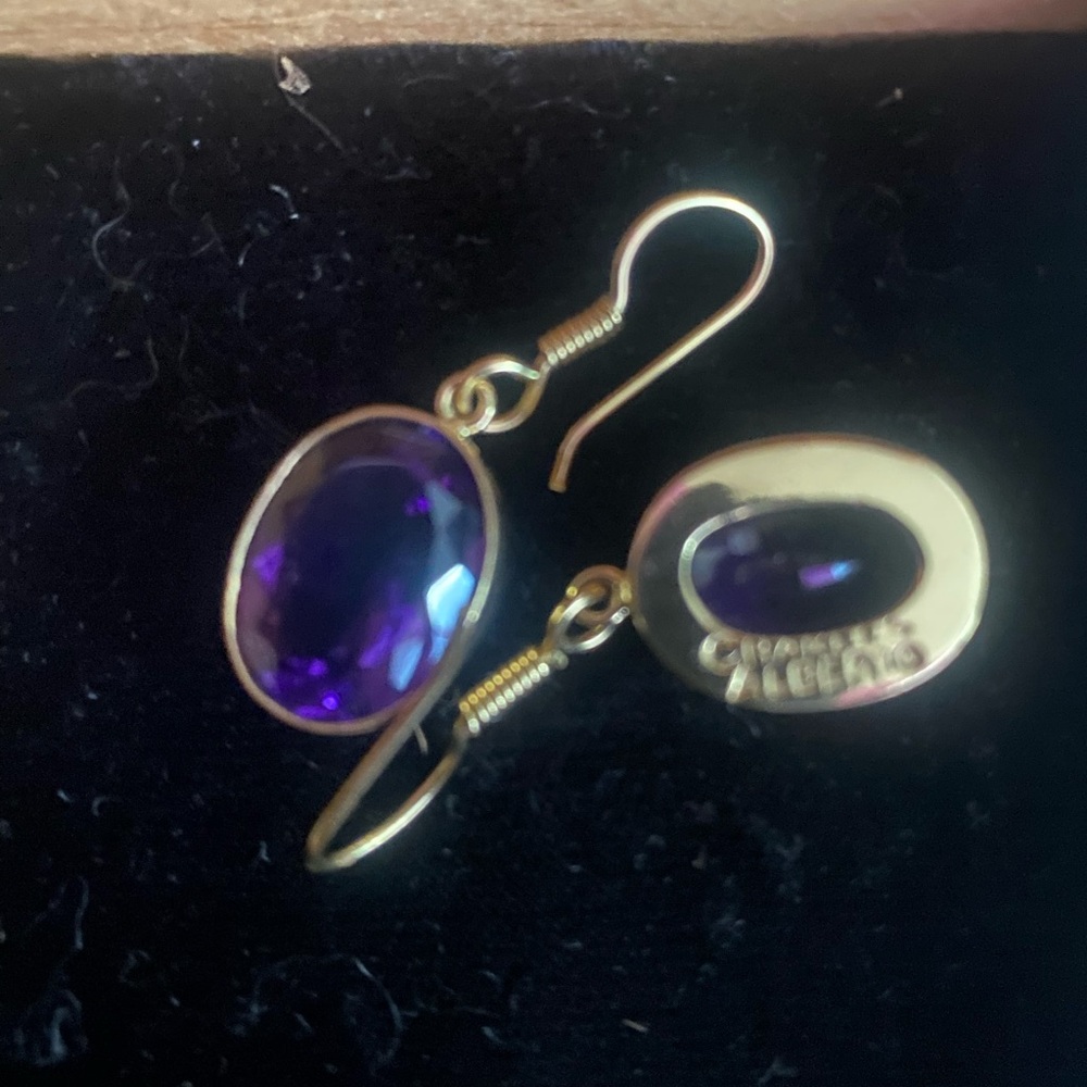 Charles Albert Purple and Gold Radiant Earrings